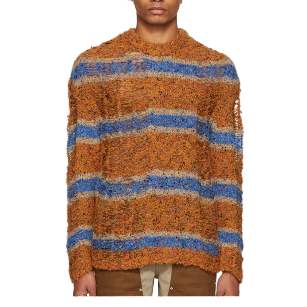 Andersson Bell Bothnia Distressed Striped Crewneck Sweater Mens Sz S